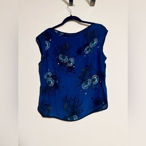 Blue and Black Silk Blouse